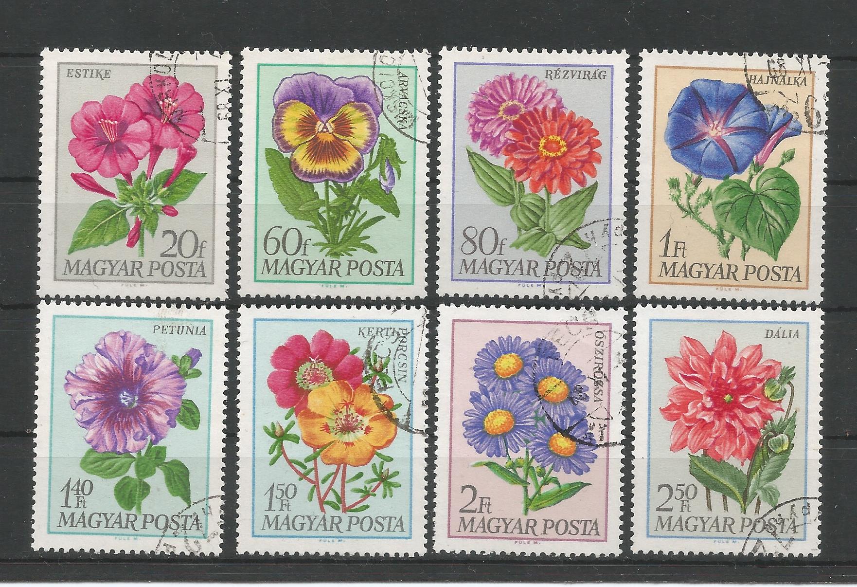 51147 - UNGHERIA - 1968 - Fiori da giardino - Serie compl. 8 val. timbrati - Michel : 2452/59 - Yvert : 1993/00 - (HUN032)