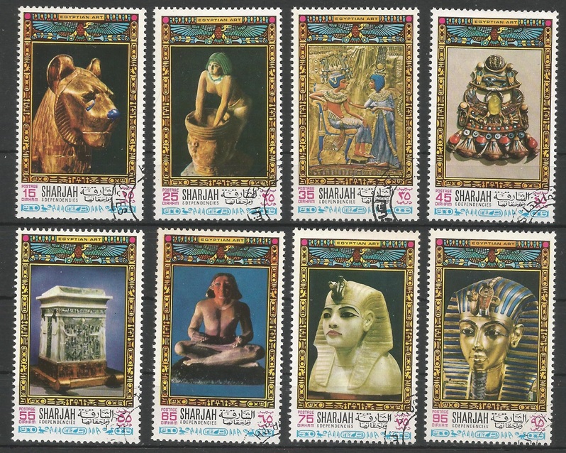 51223 - SHARJAH - 1968 - Arte egiziana - Serie compl. 8 val. timbrati - Michel : 456/463 - Yvert : 209A/209H - (SHA001)
