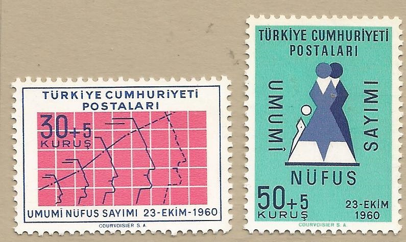 51293 - TURCHIA - 1960 - Censimento nazionale - 2 val. cpl. nuovi - Michel : 1776/77 - Yvert : 1569/70 - (TUR003)