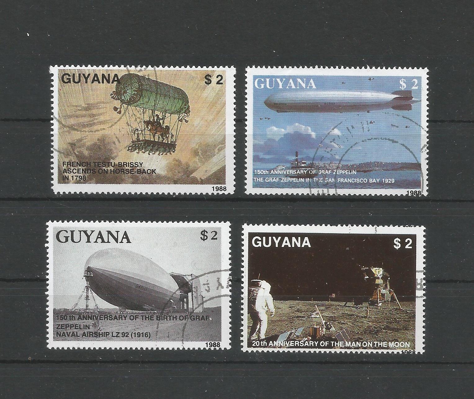 51304 - GUYANA - 1989 - Zeppelin e conquista della Luna - 4 val. cpl. timbrati - Michel : 485/490 - Yvert : 2081/2084 - (GUY002)