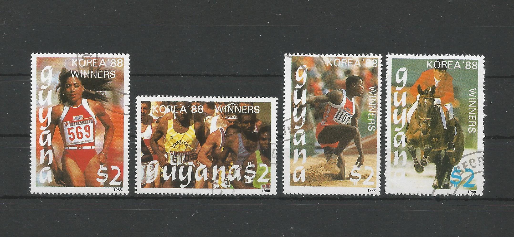 51307 - GUYANA - 1989 - Vincitori olimpici  - 4 val. cpl. timbrati - Michel : 2492/95 - Yvert : 2050UB/UE - (GUY004)