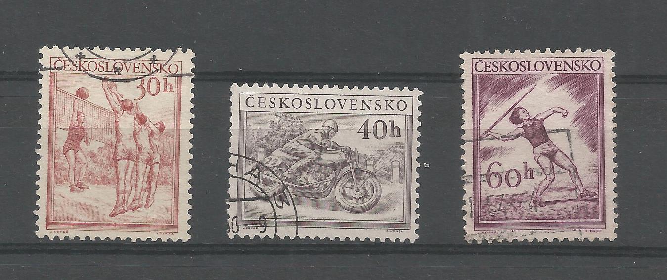 51321 - CECOSLOVACCHIA - 1953 - Sport - 3 val. cpl. timbrati - Michel : 823/825 - Yvert : 727/729 - (CEC008)