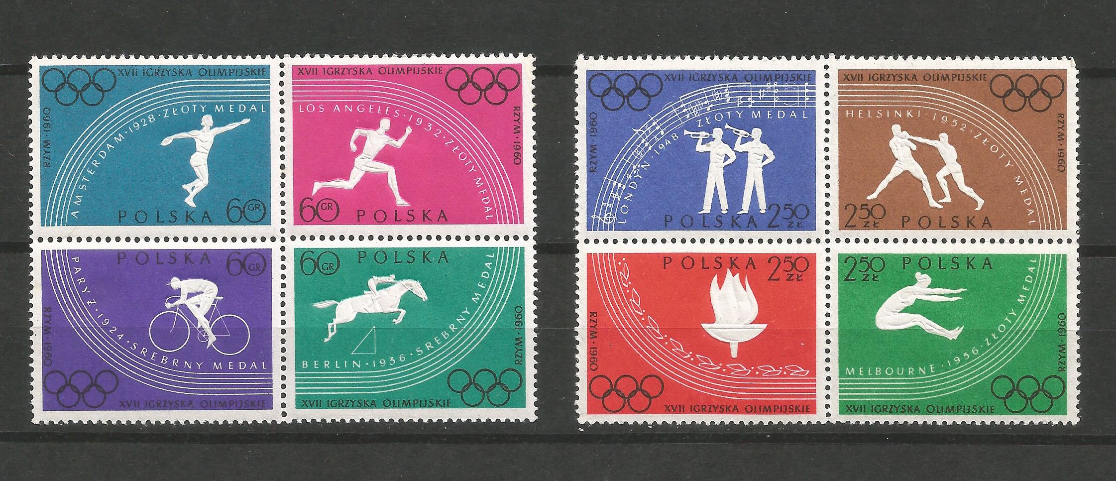 51324 - POLONIA - 1960 - Giochi Olimpici di roma - 8 val. cpl. nuovi - Michel : 1166/73 - Yvert : 1031/38 - (POL014)