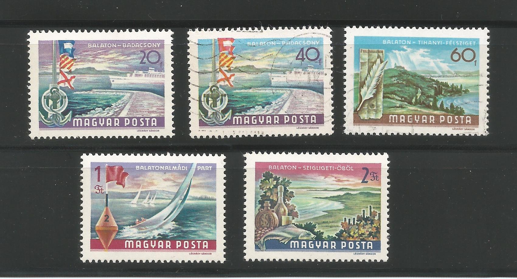 51336 - UNGHERIA - Lago Balaton - 5 val. cpl timbrati - Michel : 2417/20+2505 - Yvert : 1987/91 - (HUN018)