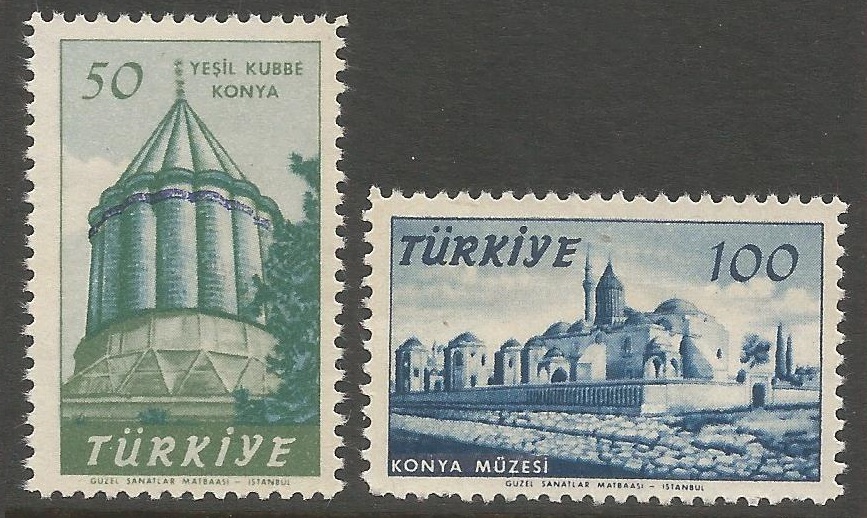 51355 - TURCHIA - 1957 - 750 anniversario della nascita del pensatore Mevlana - 2 val. cpl. nuovi - Michel : 1536/37 - Yvert : 1338/40 - (TUR018)