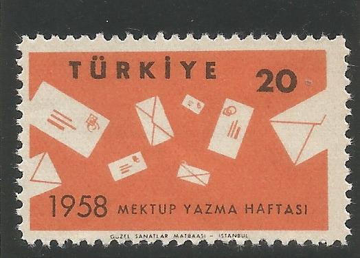 51359 - TURCHIA - 1958 - Settimana internaz. della lettera scritta - 1 val. cpl. nuovo - Michel : 1608 - Yvert : 1411 - (TUR022)