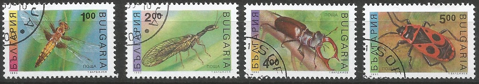 51388 - BULGARIA - 1993 - Insetti - 4 val. cpl. timbrati - Michel : 4393/96 - Yvert : 3545/48 - (BUL001)