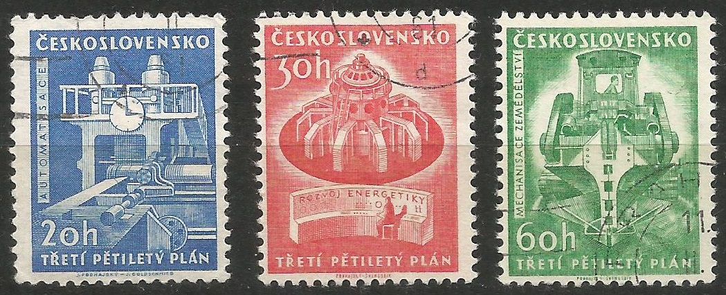 51395 - CECOSLOVACCHIA - 1961 - 3 Piano quinquennale - 3 val. cpl. timbrati - Michel : 1241/43 - Yvert : 1122/24 - (CEC014)