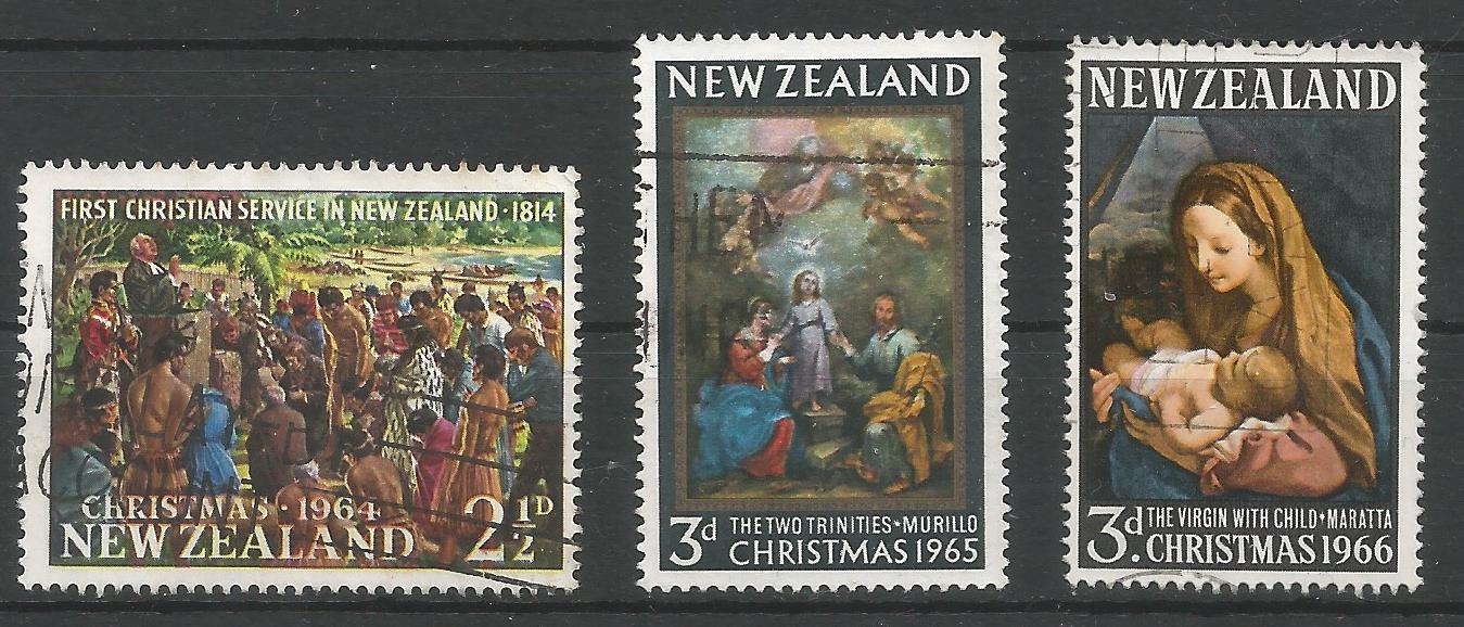 51407 - NUOVA ZELANDA - 1964-1965-1966 - Natale - 3 val. cpl. timbrati - Michel : 435-445-453 - Yvert : 423-433-440 - (NZL002)