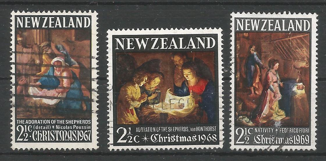 51408 - NUOVA ZELANDA - 1967-1968-1969 - Natale - 3 val. cpl. timbrati - Michel : 477-491-509 - Yvert : 464-475-499 - (NZL003)