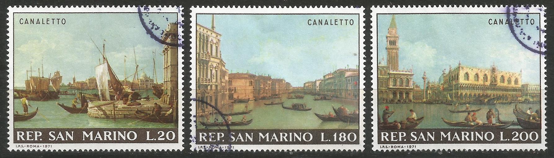 51411 - SAN MARINO - 1971 - Dipinti di Canaletto - 3 val. cpl. timbrati - Michel : 972/974 - Yvert : 779/781 - Unificato : 824/826 - (RSM003)