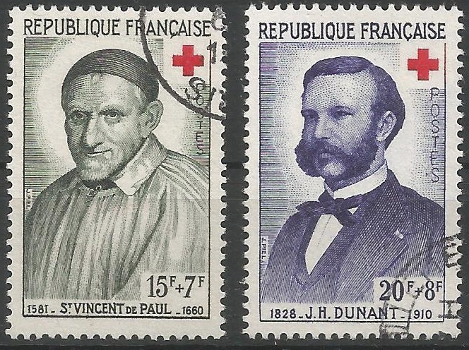 51414 - FRANCIA - 1958 - Croce Rossa - 2 val. cpl. timbrati - Michel : 1224/25 - Yvert : 1187/88 - (FRA006)