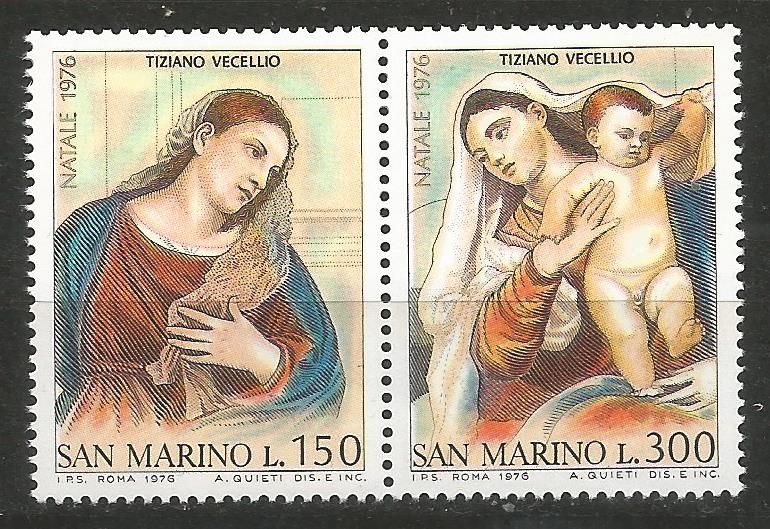 51423 - SAN MARINO -1976 - Natale - 2 val. in dittico nuovi - Unificato : 973/974 - (RSM004)