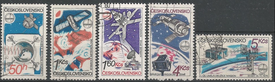 51445 - CECOSLOVACCHIA - 1980 - Intercosmos - Serie compl. 5 val. cpl. timbrati - Michel : 2558/62 - Yvert : 2385/90 - (CEC019)