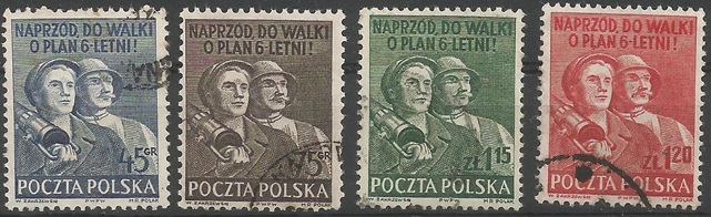 51472 - POLONIA - 1951 - Piano dei sei anni - 4 val. cpl. timbrati - Michel : 680/683 - Yvert : 585/585C - (POL023)