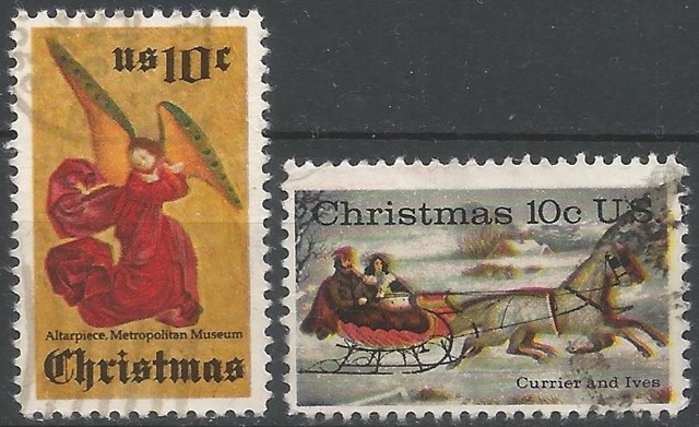 51557 - U.S.A. - 1974 - Natale - 2 val. cpl. timbrati - Michel : 1160/61 - Yvert : 1039/40 - (USA006)