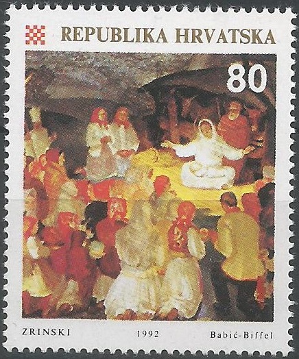 51562 - CROAZIA - 1992 - Natale - 1 val. cpl. timbrato - Michel : 218 - Yvert : 178 - (CRO001)