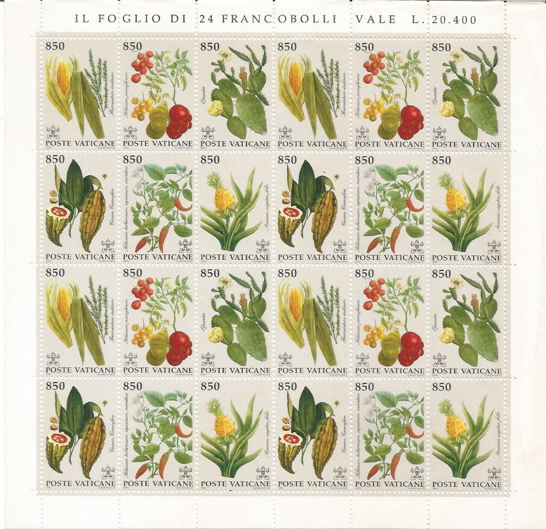 51582 - VATICANO - 1992 - Flora del nuovo mondo - Minifoglio nuovo 24 val. - Unificato MF942/947 - VTC004