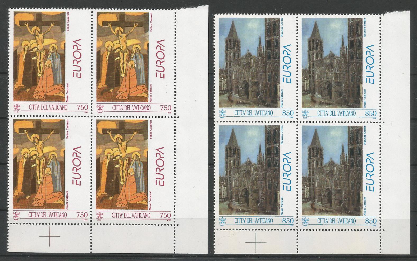 51668 - VATICANO - 1993 - Europa - Serie completa 2 val. nuovi in quartine - Unificato : 971/972 - VTC090