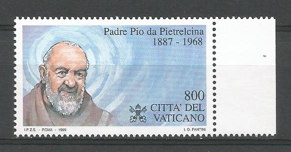51706 - VATICANO - 1999 - Padre Pio da Pietrelcina - 1 valore nuovo - Unificato : 1153 - VTC128