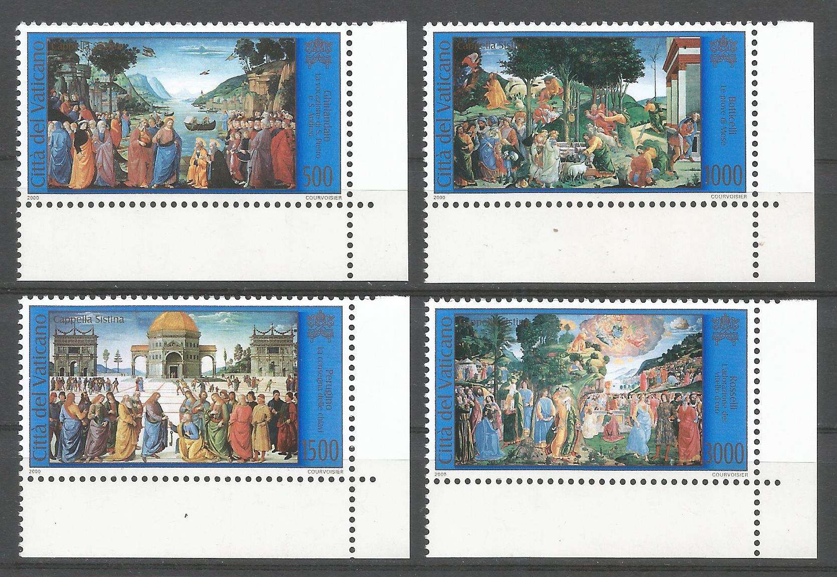 51722 - VATICANO - 2000 - La cappella Sistina restaurata - Serie completa 4 valori nuovi - Unificato : 1198/1201 - VTC144