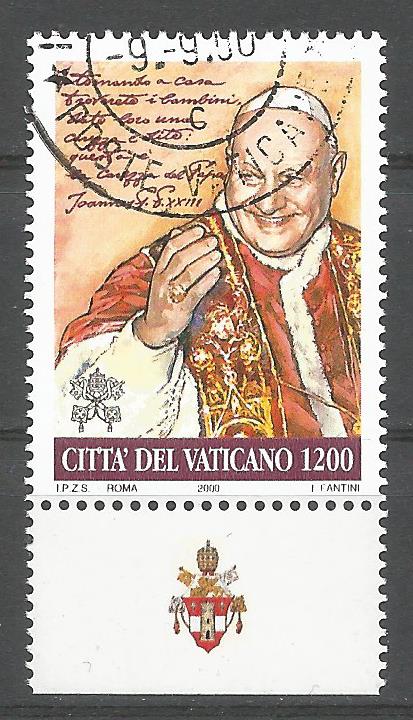 51730 - VATICANO - 2000 - Beatificazione di Papa Giovanni XXIII - 1 valore timbrato - Unificato : 1218 - VTC152