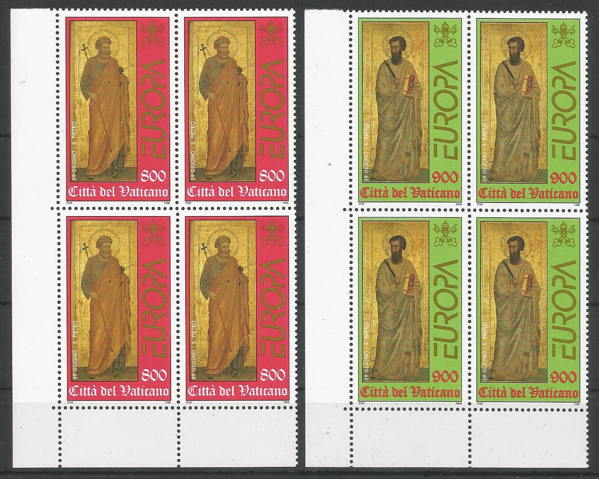 51747 - VATICANO - 1998 - Europa - Serie completa 2 valori nuovi in quartine - Unificato : 1108/1109 - VTC119