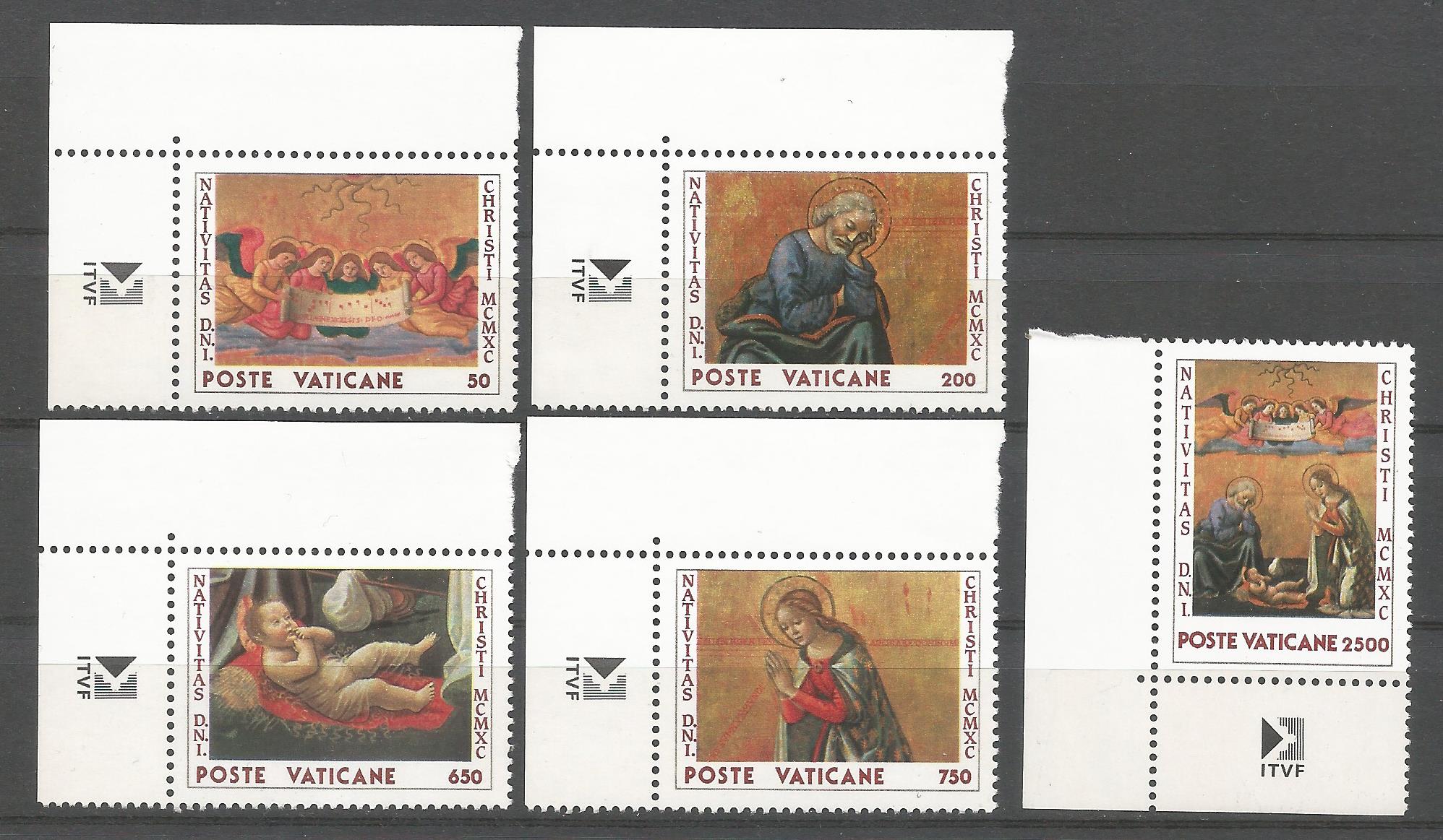 51759 - VATICANO - 1990 - Natale - Serie completa 5 val. nuovi - Unificato : 896/900 - VTC070