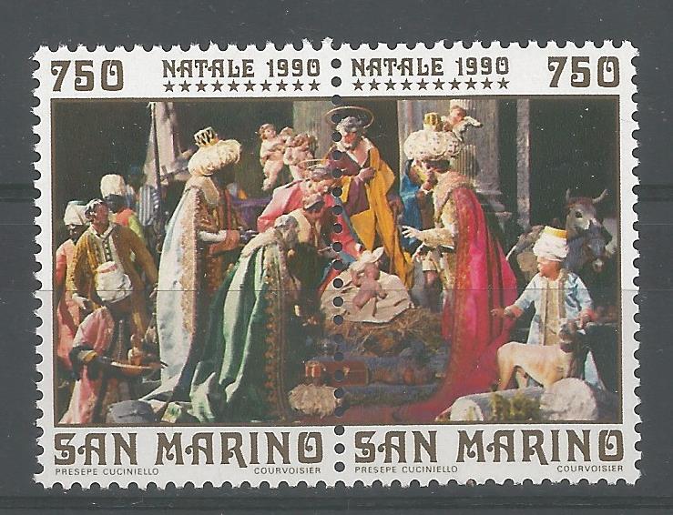 51800 - SAN MARINO - 1990 - Natale - Serie completa 2 valori nuovi in dittico - Unificato : 1307/08 - SMR019