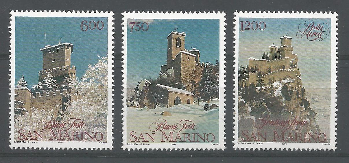 51809 - SAN MARINO - 1991 - Natale - Serie completa 3 valori nuovi - Unificato : 1332/33+A158 - SMR028