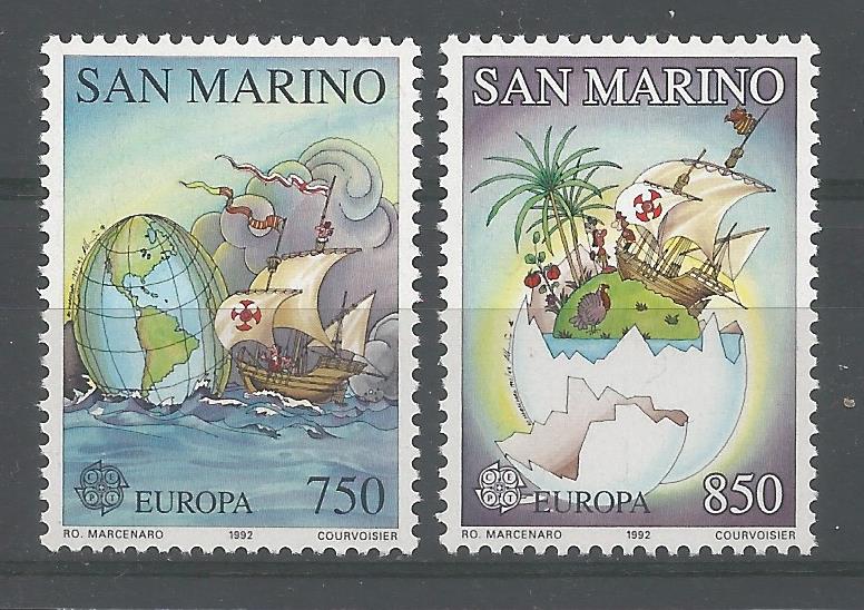 51815 - SAN MARINO - 1992 - Europa - Serie completa 2 valori nuovi - Unificato : 1351/52 - SMR034