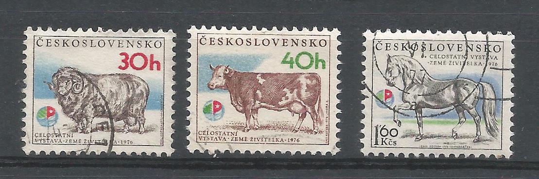 51874 - CECOSLOVACCHIA - 1976 - Mostra agricola - 3 val. cpl. usati - Michel : 2336/2338 - Yvert : 2172/2174 - CEC024