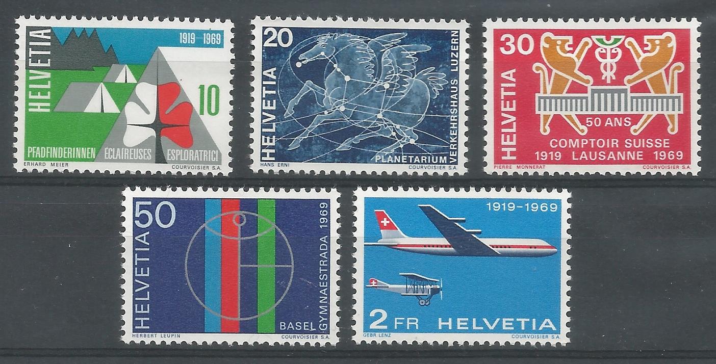 51928 - SVIZZERA - 1969 - Eventi annuali - Serie completa 5 valori nuovi - Michel : 895/899 - Yvert : 828/831 + PA46 - [SVI002]