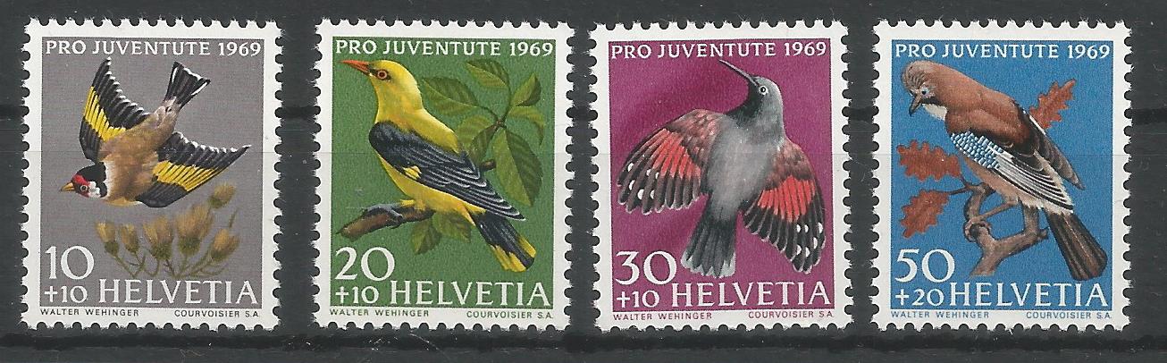 51931 - SVIZZERA - 1969 - Uccelli - Serie completa 4 valori nuovi - Michel : 914/917 - Yvert : 846/849 - [SVI005]