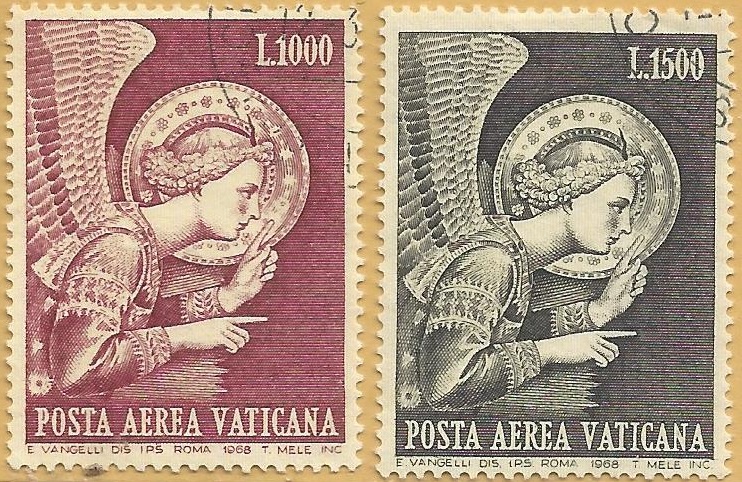 51938 - VATICANO - 1968 - Posta aerea - Arcangelo Gabriele - 2 valori cpl timbrati - Unificato : A53/A54 - [SCV008]