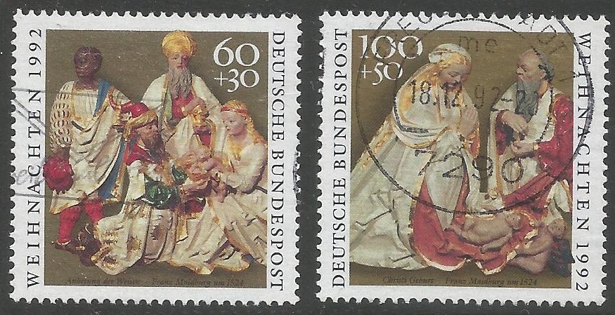 51940 - GERMANIA - 1992 - Natale - 2 valori cpl timbrati - Michel : 1639/1640 - Yvert : 1471/1472 - [GER006]