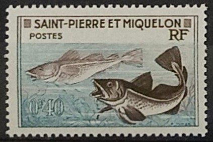 52180 - 1958 St. Pierre et Miquelon fr. 0,40 pesci - nuovo