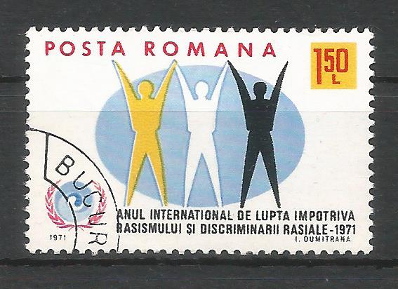52403 - ROMANIA - 1971 - Anno internazionale della lotta contro il razzismo - 1 val. cpl timbrato - Michel : 2907 - Yvert : 2593 - [ROM135]