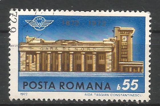 52412 - ROMANIA - 1972 - Centenario della Stazione Ferroviaria Nord di Bucarest - 1 val. cpl timbrato - Michel : 3034 - Yvert : 2697 - [ROM142]