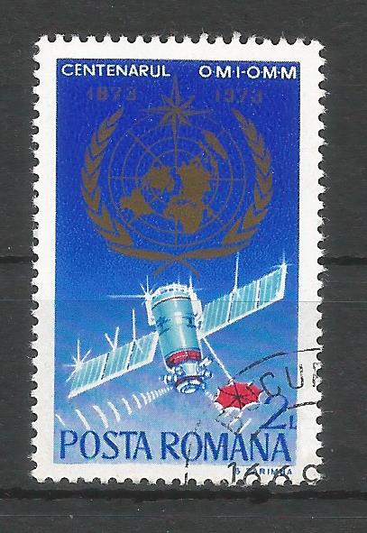 52417 - ROMANIA - 1973 - Centenario dell Organizzazione Meteorologica Mondiale - 1 val. cpl timbrato - Michel : 3128 - Yvert : 2797 - [ROM146]
