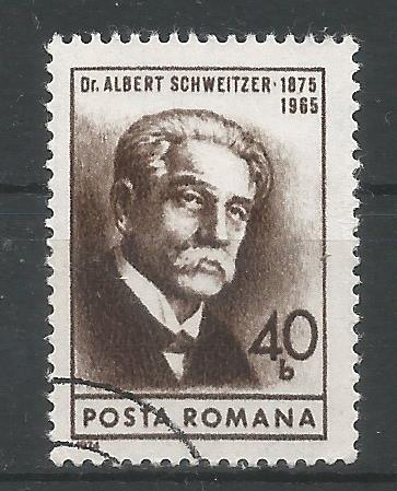 52421 - ROMANIA - 1974 - Centenario della nascita di Albert Schweitzer - 1 val. cpl timbrato - Michel : 3243 - Yvert : 2880 - [ROM150]