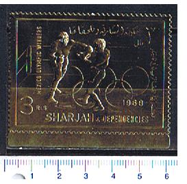 6328 - SHARJAH (ora U.E.A.), Anno 1968 - # 400  *  Oly del Messico: Boxe impresso su Gold foil  -  1  valore dentellato  completo nuovo