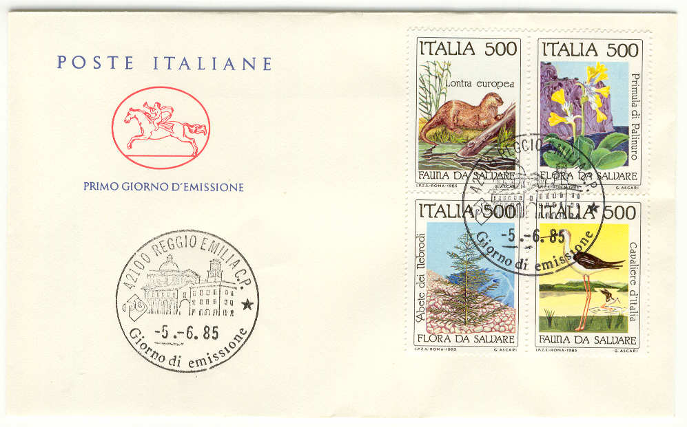 8539 - Italia - busta fdc 1985 dedicata alla flora e fauna da salvare