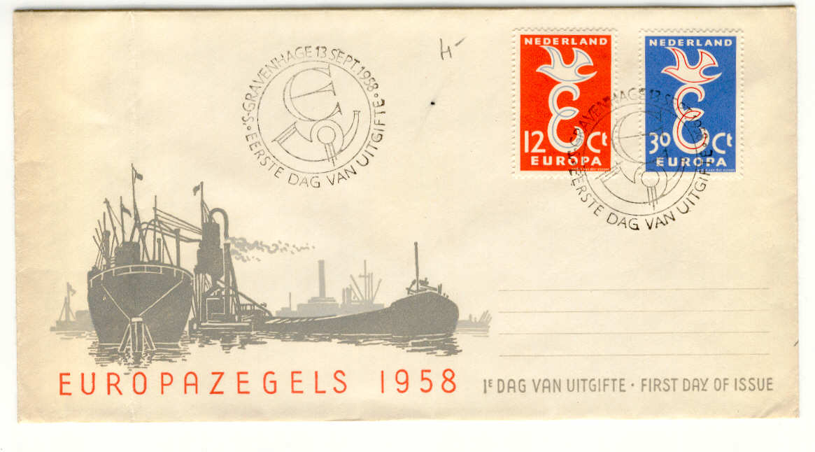 9254 - Olanda - busta fdc Europa 1958