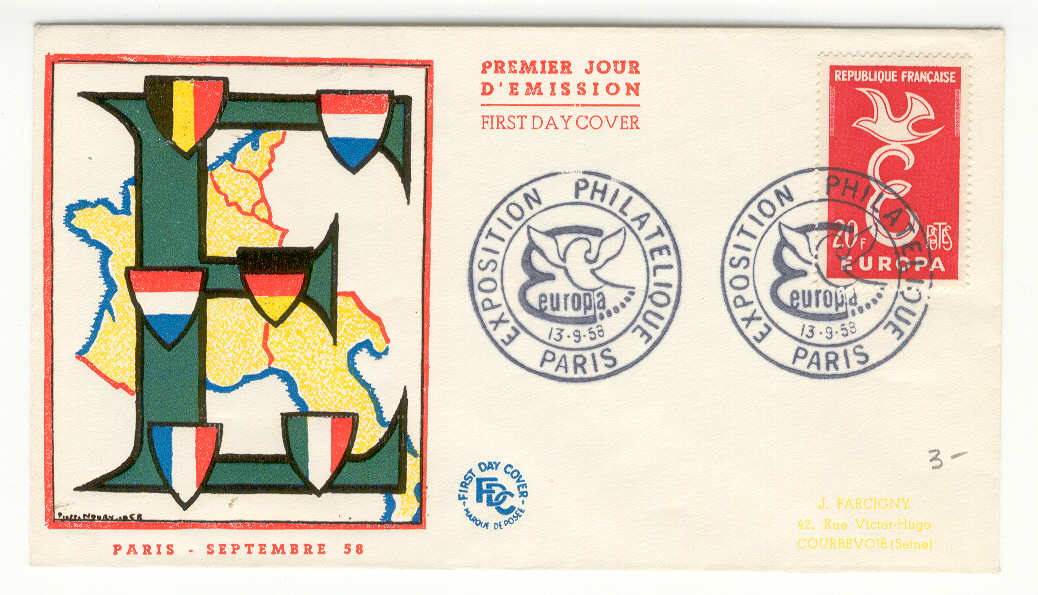 9297 - Francia - busta Europa fdc 1958