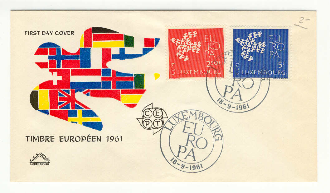 9334 - Lussemburgo - busta fdc Europa CEPT 1961