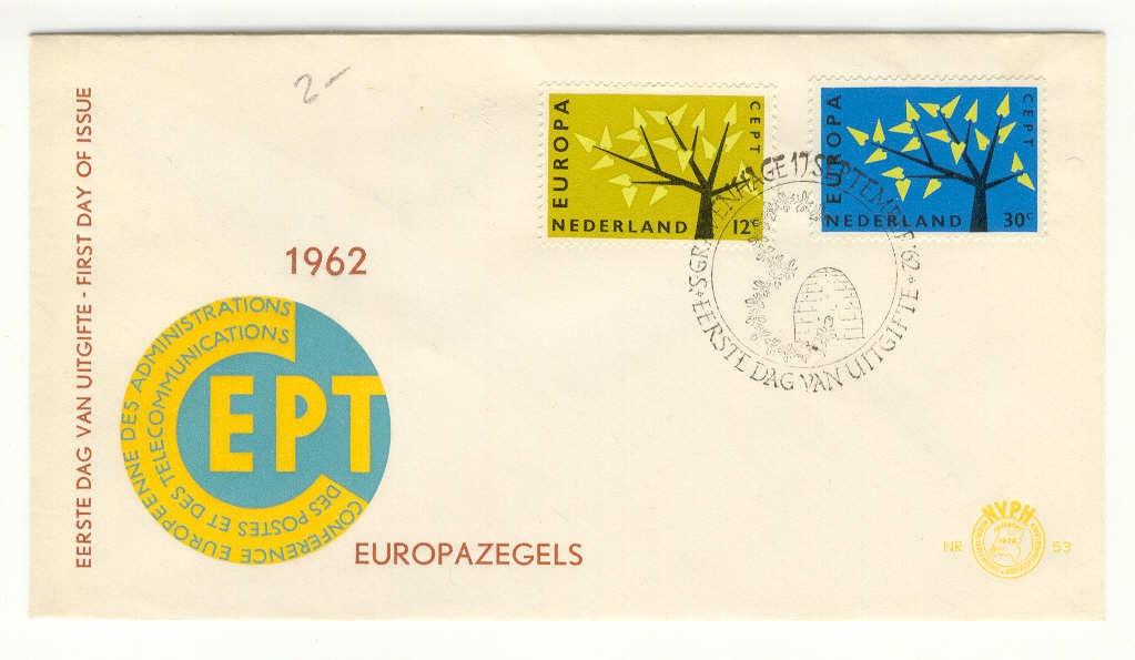 9358 - Olanda - busta fdc Europa CEPT 1962