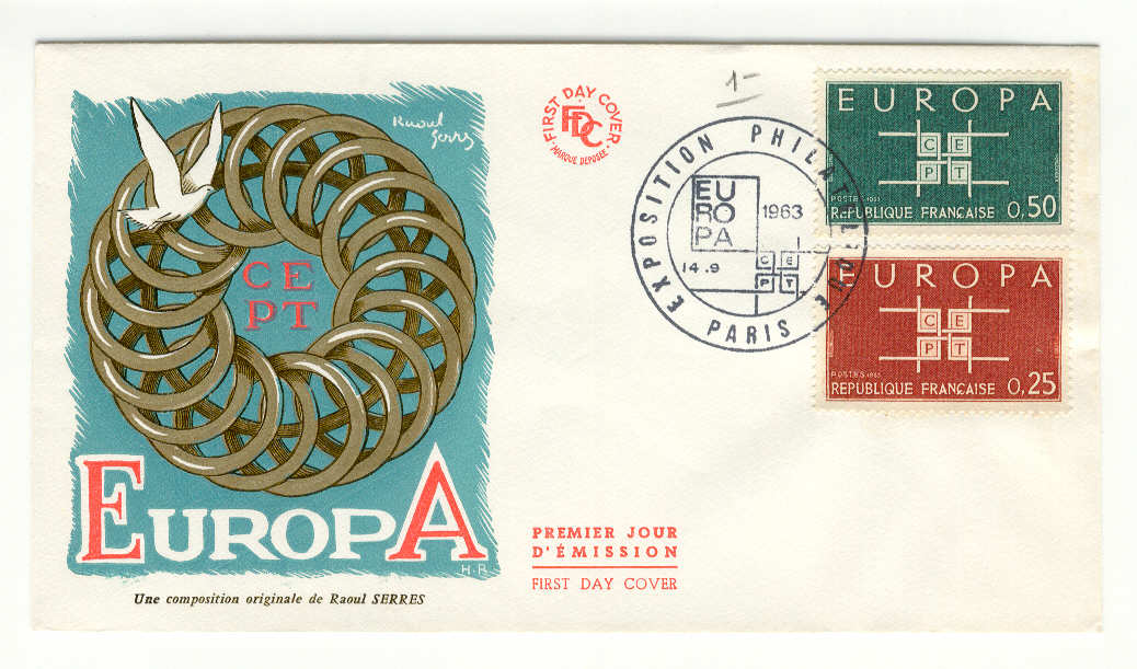 9363 - Francia - busta fdc Europa CEPT 1963