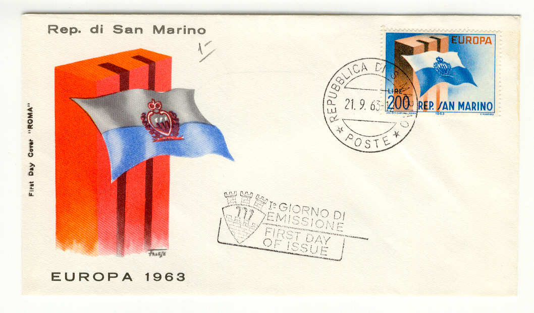 9372 - San Marino - busta fdc Europa CEPT 1963