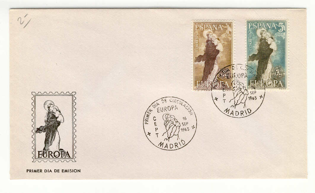 9373 - Spagna - busta fdc Europa CEPT 1963